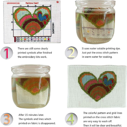 Dimensean Stamped Cross Stitch Kits Full Range of Embroidery Patterns Starter Kits for Beginners Adult or Kids DIY Cross Stitches Needlepoint Kits 11CT-Colorful Lion 17.7x17.7 inch