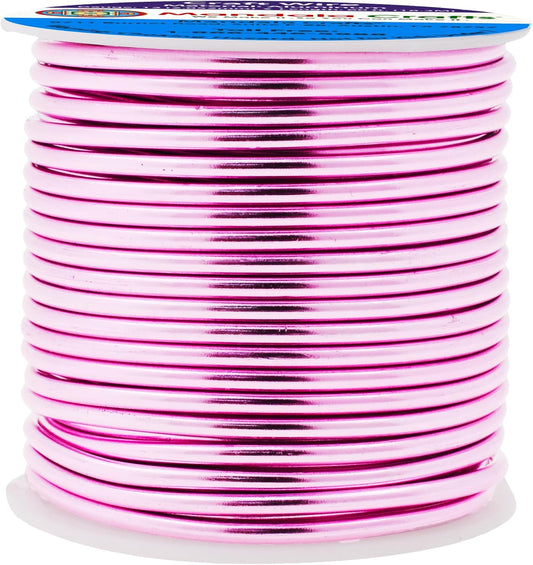 Mandala Crafts 12 Gauge Anodized Aluminum Craft Wire for Jewelry Making - 60 FT Colored Flexible Pink Wire - Bendable for Bonsai Armature Crafting Sculpting - Crafty Corner