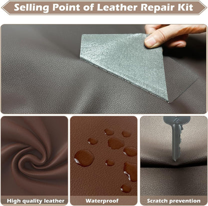 Leather Repair Tape, 23.6x79 inch Leather Patches for Furniture, Self Adhesive Leather Repair Patch for Sofas, Couches, Leather Covers, Seats, Chairs, Vinyl Repair Tape Dark Brown