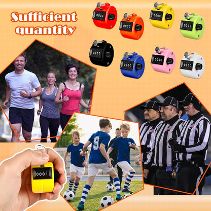 24 Pcs Hand Tally Counter 4 Digit Mechanical Finger Counter Clickers Resettable Handheld Palm Number Click for Lap Coaching Knitting Fishing Golf and Row