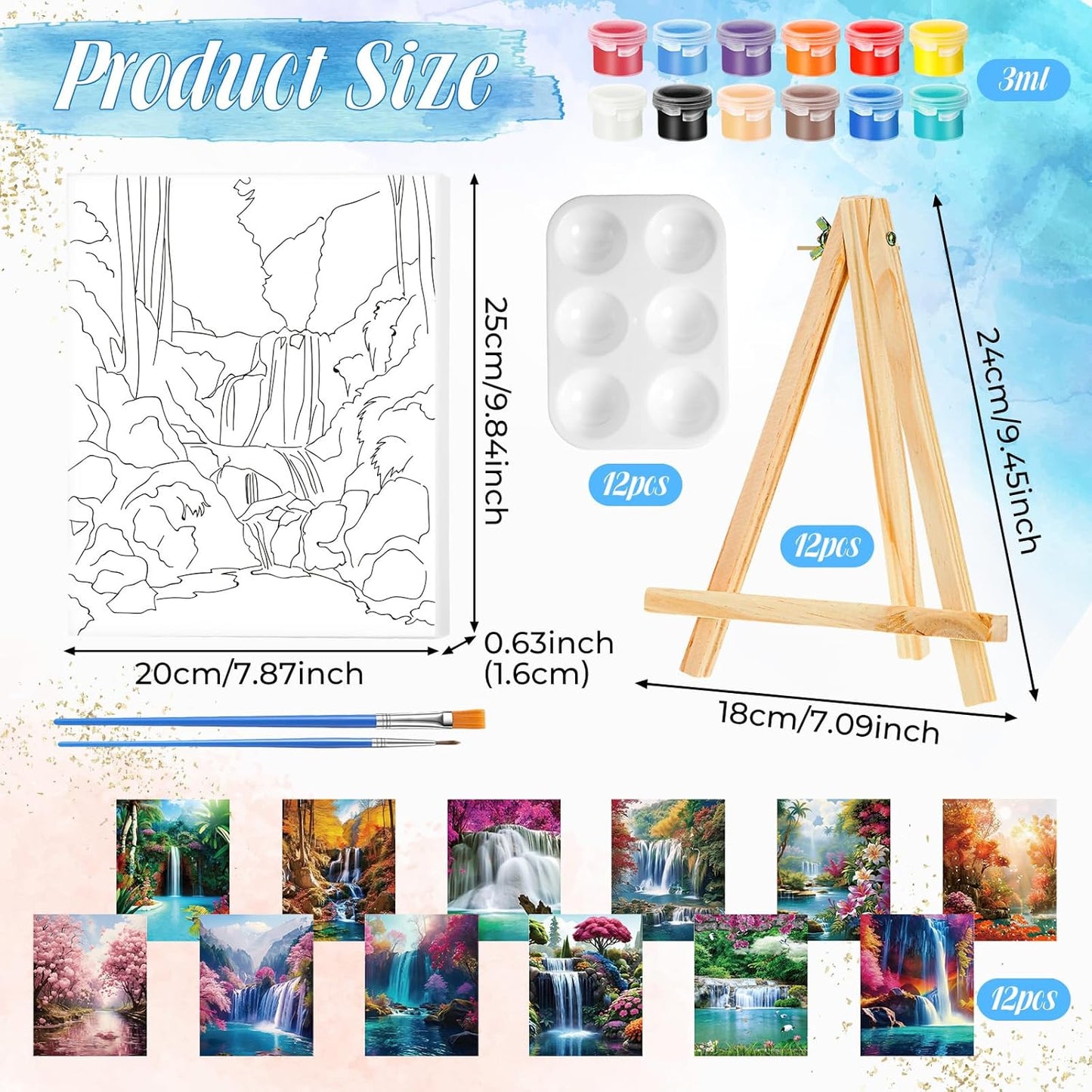 Zhanmai 12 Pack Pre Drawn Canvas for Painting Sip and Paint Kit 8" x 10" Paint Party Set Canvas Painting Pre Printed Canvases for Party Favor DIY Virtual Adult's Date Night(Realistic Landscape) - Crafty Corner
