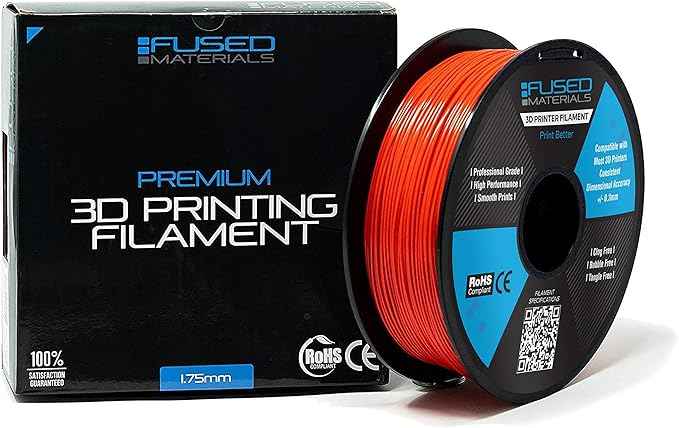 PLA Red 3D Printer Filament Fused Materials - 1kg Spool, 1.75mm, Dimensional Accuracy +/- 0.03 mm