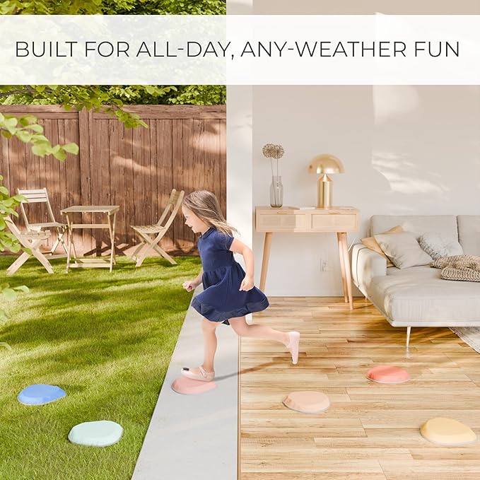 ZICOTO Fun Stepping Stones for Kids – Engaging Indoor & Outdoor Activity for Toddlers | Non-Slip Balance & Coordination Obstacle Course | Sensory Play Set of 6 for Ages 1-4