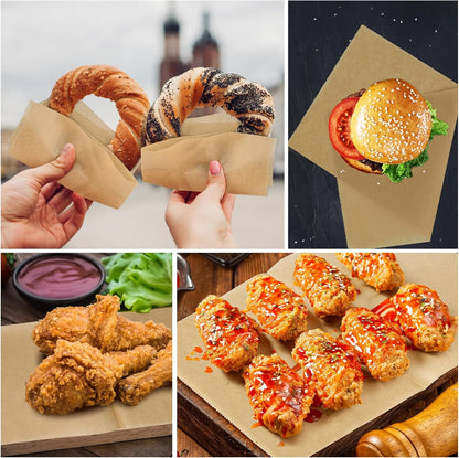 Precut POP UP Deli Paper Sheet Pack of 200, Interfolded Heavy Paper for Food Wrap and Serving (6" x 10-1/2", Kraft）