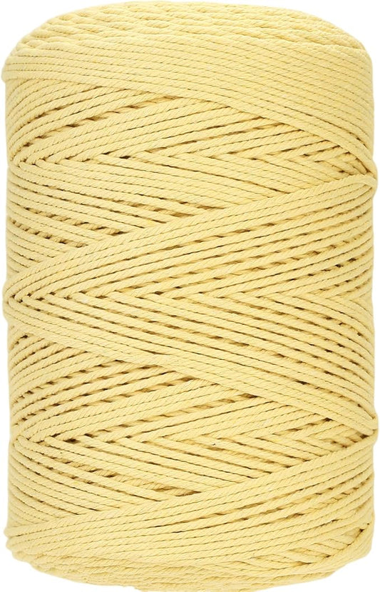 GOHOHOF Macrame Cord 3mm x 546yards Natural Macrame Cotton Rope Colored Macrame Rope Soft Cotton Cord Macrame Supplies Craft Rope Macrame Yarn for Plant Hanger Wall Hanger Dreamcatcher(Light Yellow)