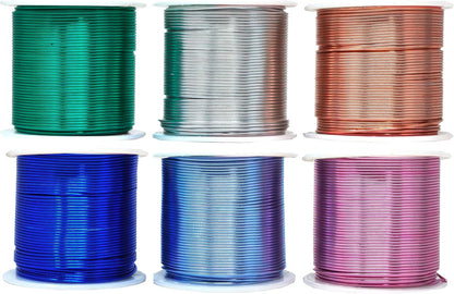 Mandala Crafts 18 Gauge Anodized Aluminum Craft Wire for Jewelry Making - 450 FT Colored Flexible Silver Copper True Blue Pink Ice Blue Green Wire - Bendable for Bonsai Armature Crafting Sculpting - Crafty Corner