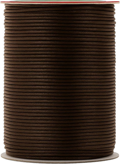 Mandala Crafts 2mm 109 Yards Bistre Brown Cotton Waxed Cord for Jewelry Making Bracelet Cord Waxed String - Beading String Thread Jewelry Cords for Necklaces String