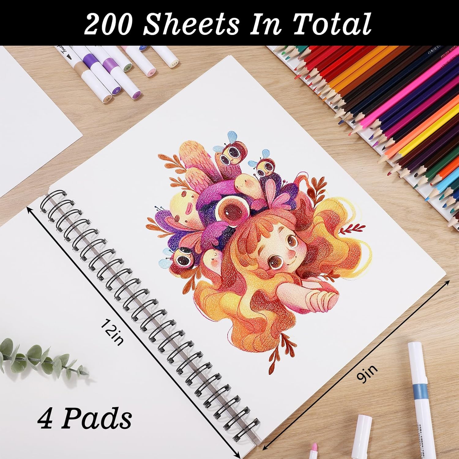 4 Pack Mixed Media Sketchbook, 9x12 inches Drawing Paper Sketch Book, 98lb/160gsm Heavyweight Spiral Bound Sketch Pads, Suitable for Wet and Dry Media, Drawing, Painting, Sketching(200 Sheets) - Crafty Corner