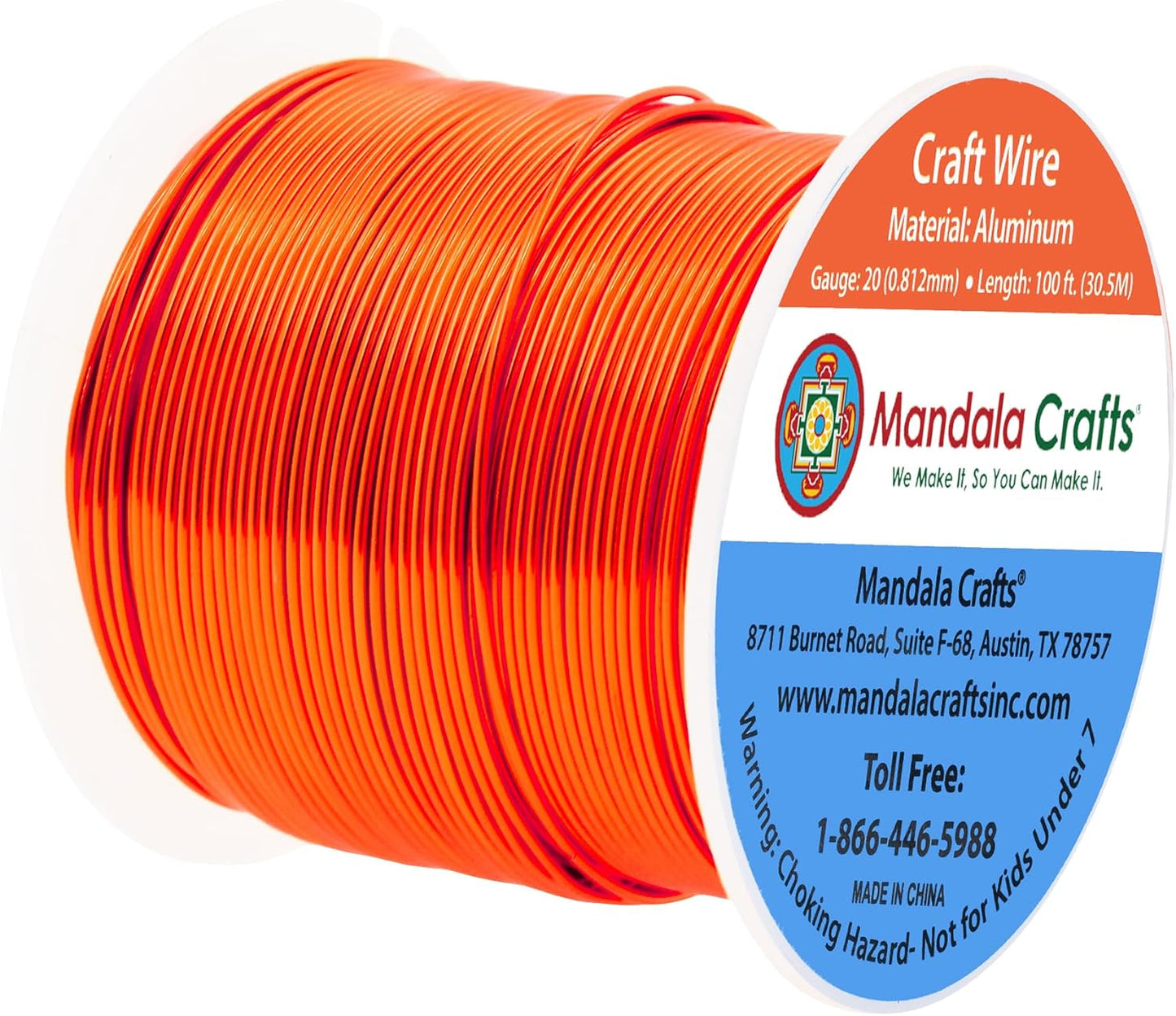 Mandala Crafts 20 Gauge Anodized Aluminum Craft Wire for Jewelry Making - 100 FT Colored Flexible Burnt Orange Wire - Bendable for Bonsai Armature Crafting Sculpting - Crafty Corner