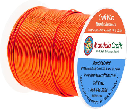 Mandala Crafts 20 Gauge Anodized Aluminum Craft Wire for Jewelry Making - 100 FT Colored Flexible Burnt Orange Wire - Bendable for Bonsai Armature Crafting Sculpting - Crafty Corner