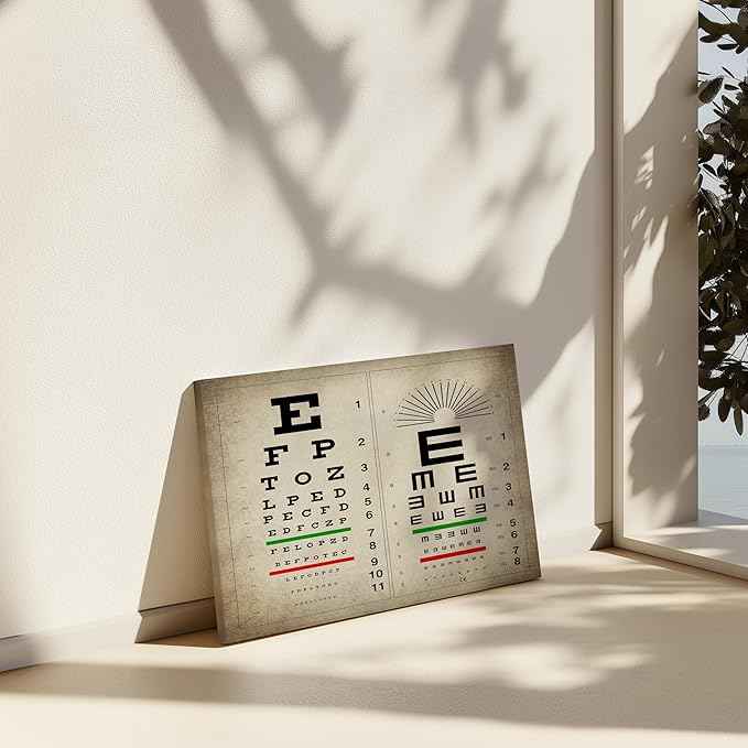 Poster Master Vintage Eye Chart Canvas - Retro Vision Test Print - Medical Art - Gift for Men, Women & Doctor - Optical Wall Decor for Office, Hospital or Clinic - 12x16 ROLLED Canvas