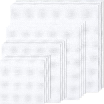 MYFAMIREA 16PCS Cross Stitch Fabric, 4 Sizes White Aida Cloth 14 Count Craft Embroidery Cloth Classic Reserve Cross Stitch for Home DIY Handmade Needlework Embroidery Decoration, 5.9 to 11.8 inch