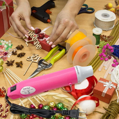 Mini Heat Gun, Portable Hot Air Gun Tool for DIY Crafts Heat Shrink Gun for Epoxy Resin, Embossing, Shrinking Wrapping Drying Paint Removing Stickers (Pink) - Crafty Corner
