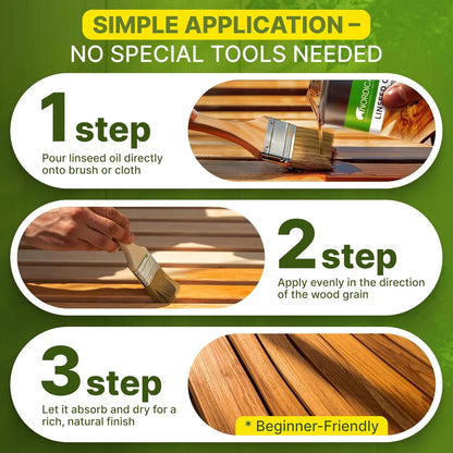 Nordicare 100% Pure & Natural Linseed Oil - Food-Safe for Wood Furniture - Enhances Original Wood Structure - Made in Denmark 84.5oz