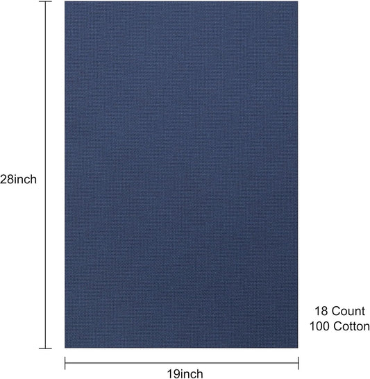 Aida Cloth 18 Count Cross Stitch Fabric,19×28inch (18CT,Navy)