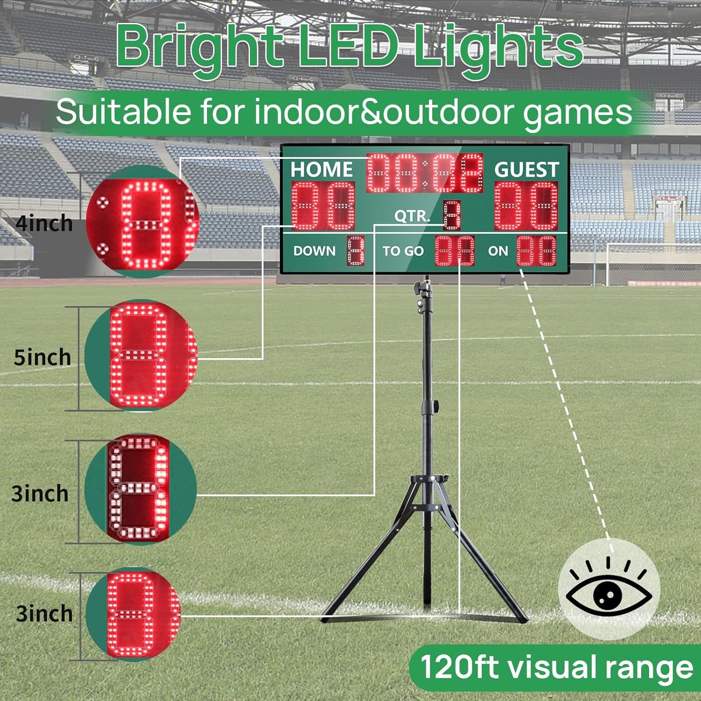 YZ LED Wireless Football Scoreboard, Electronic Scoreboard with Remote, Digital Scoreboard Football Score Keeper for Outdoor/Football Training/American Football Games/Rugby Ball