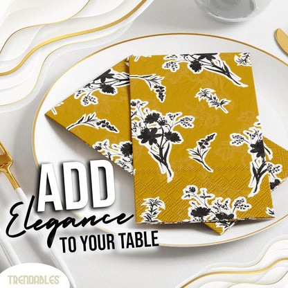 Trendables Floral Napkins for decoupage 100 Pcs 3 Ply floral paper napkins decorative Guest Towels Disposable Bathroom, Flower Design For Tea Party Decorations, Dinners & Weddings