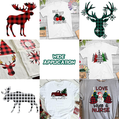 TORC Black White Buffalo Plaid HTV Vinyl 12 inch x 5 ft, Check Heat Transfer Vinyl Iron on Transfers for Christmas