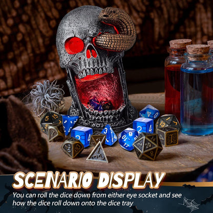 Dice Tower Skull Dice Tower Dice Roller with LED Light Dice Skull for Tabletop Roleplaying Game, Included Button Battery