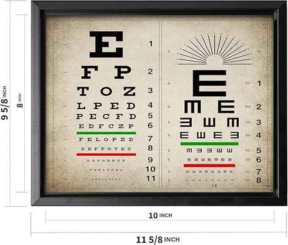 Poster Master Vintage Eye Chart Canvas - Retro Vision Test Print - Medical Art - Gift for Men, Women & Doctor - Optical Wall Decor for Office, Hospital or Clinic - 8x10 Black Framed Canvas