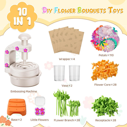 Fabric Flower Bouquets Toys,DIY Craft Kits for Kids,Arts and Crafts Toy for 3+ Year Old Girls,Flowers Market Toy,Build Your Flower Bouquet,Educational Preschool Learning Toys for Birthday,Christmas