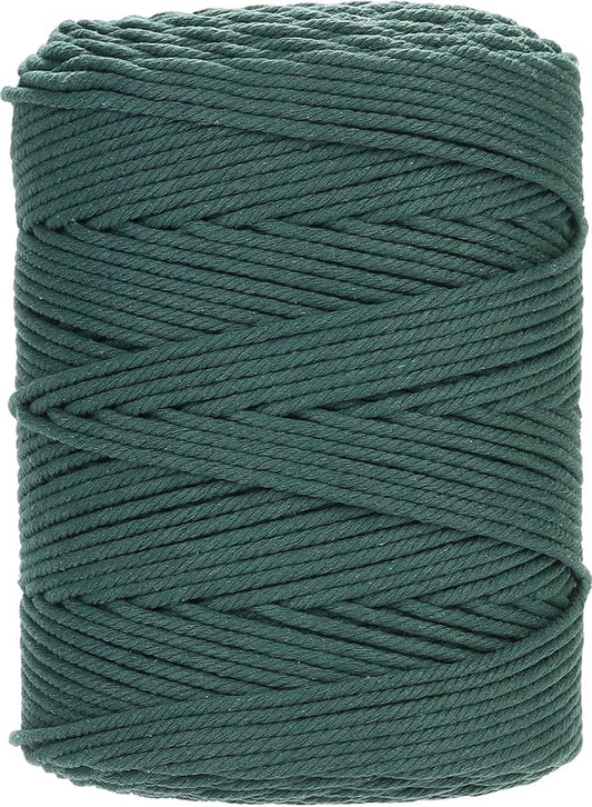 GOHOHOF Macrame Cord 4mm x 328yards Natural Macrame Cotton Rope Colored Macrame Rope Soft Cotton Cord Macrame Supplies Craft Rope Macrame Yarn for Plant Hanger Wall Hanger Dreamcatcher(Deep Green)