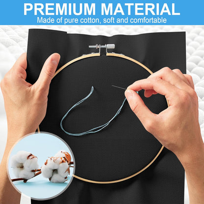 MYFAMIREA 16PCS Cross Stitch Fabric, 4 Sizes Aida Cloth 14 Count White and Black Craft Embroidery Cloth Classic Reserve Cross Stitch for Home DIY Needlework Embroidery Decoration, 5.9 to 11.8inch