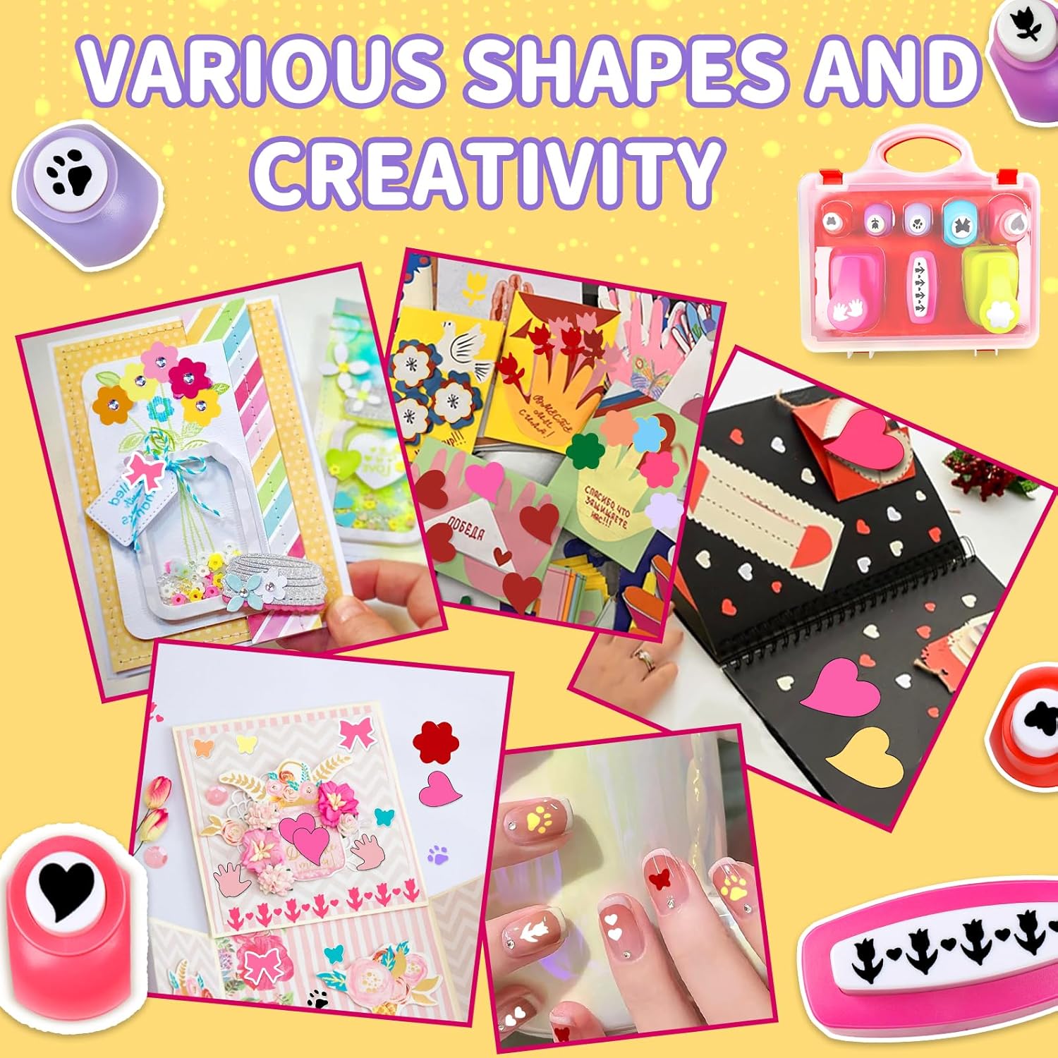 Creative Kids DIY Puncher Craft Set, Paper Hole Punches for Kids, Craft Hole Punch Shapes Set, Shape Cutters for Crafts, Craft Scissors and Hole Punch Set Scrapbook Supplies - Crafty Corner