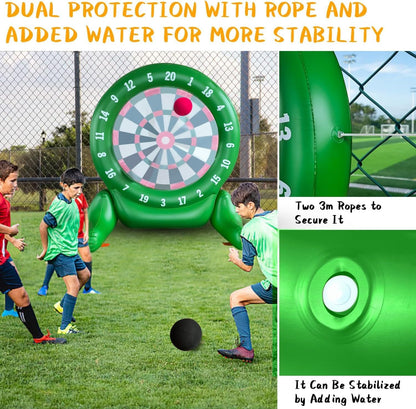 6Ft Tall Giant Kick Darts Games Inflatable Giant Kick Darts Games,Jumbo Outdoor Soccer Green Target Dartboard with Soccer Balls and Air Pump for Sports