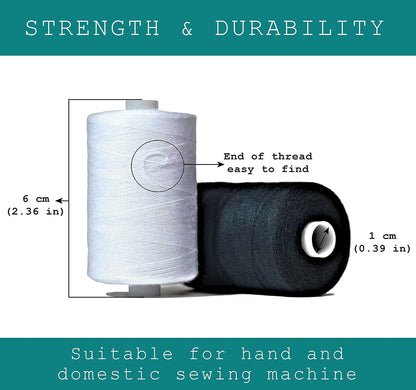 BlesSew Gray Sewing Threads - 10 Large Spools of Polyester Thread for Hand, Quilting & Sewing Machine - Grey Shades Plus Black & White - 1000 Yards Per Spool