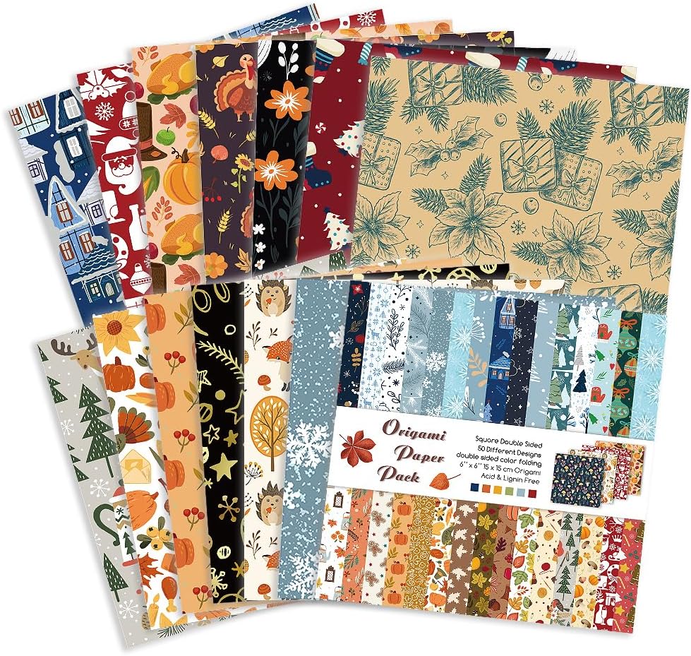 Origami Paper Kit 50 Sheets 70GSM 6 Inch Square Double Sided Color 50 Vivid Japanese Washi Chiyo Colors for Hand Crafts Origami Paper Arts Creativity.Winter - Crafty Corner