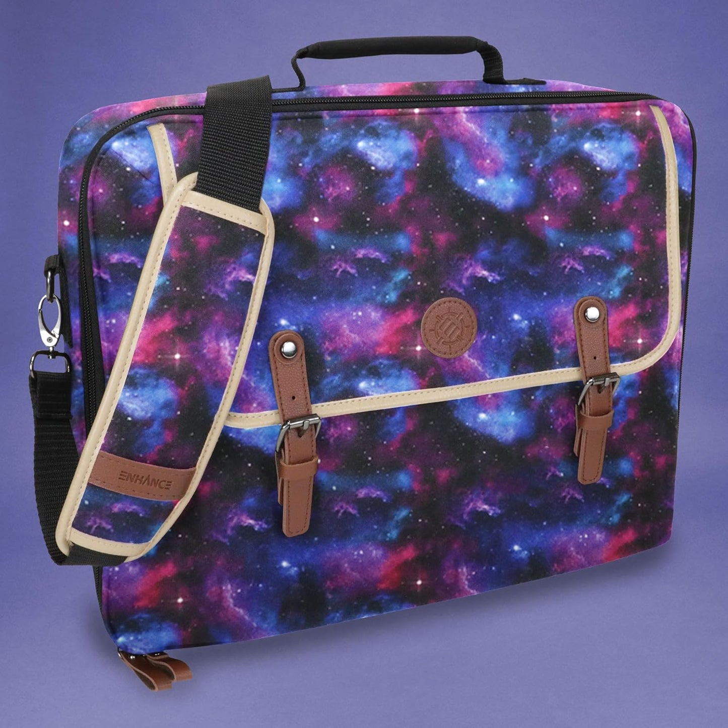 ENHANCE Designer Edition TCG Bag - MTG Shoulder Bag with Customizable Dividers & Accessory Pocket for Deck Boxes, Dice - Card Storage Compatible with Magic the Gathering, Lorcana (Galaxy)