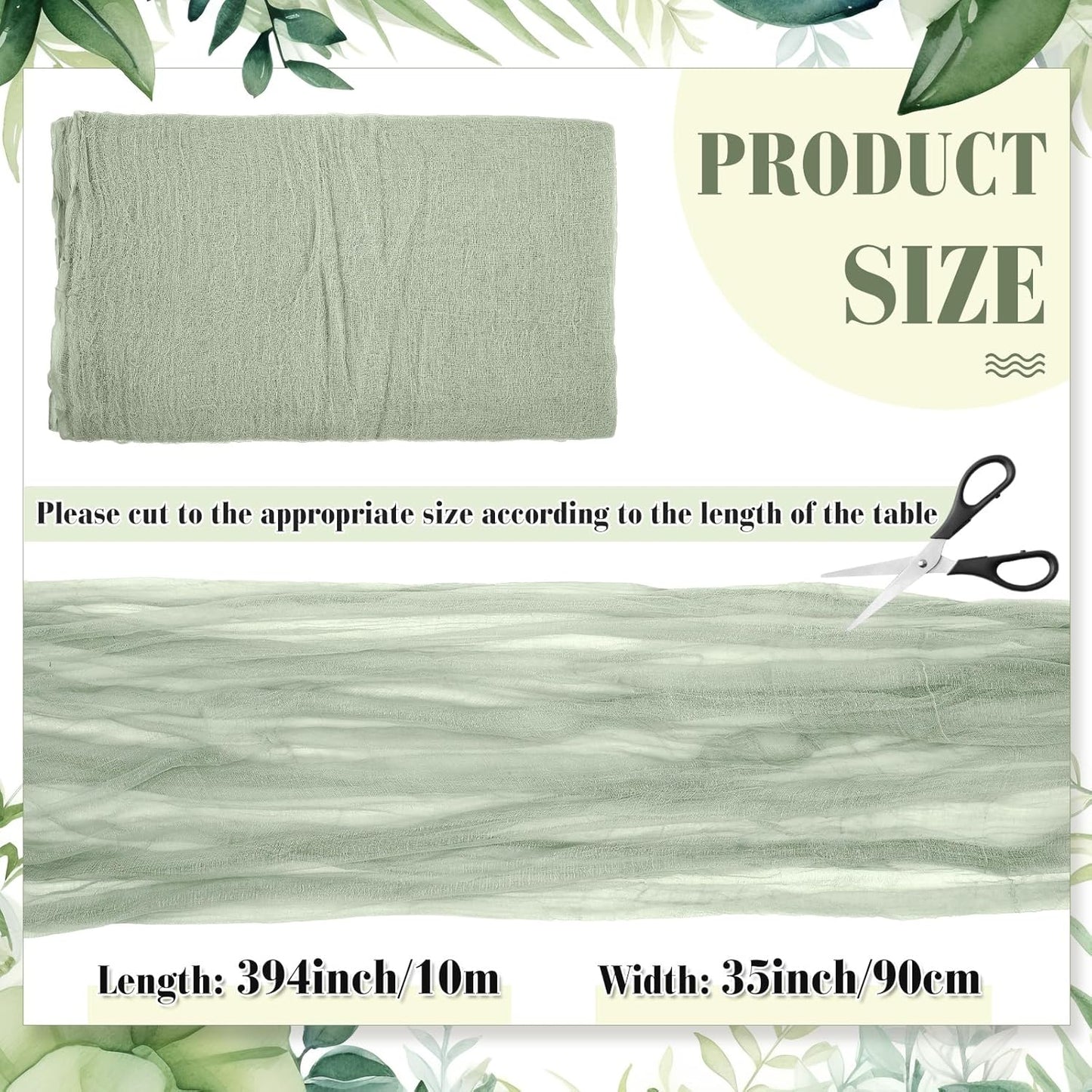 Boao Halloween Cheese cloth 35.43 x 393.7 Inch Sage Green Cheesecloth Roll for Crafts Large Cotton Muslin Gauze Fabric for Halloween Outdoor & Indoor Spooky Decoration