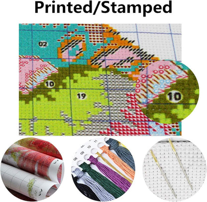 Dimensean Stamped Cross Stitch Kits Full Range of Embroidery Patterns Starter Kits for Beginners Adult or Kids DIY Cross Stitches Needlepoint Kits 11CT-Colorful Phoenix 17.7x17.7 inch