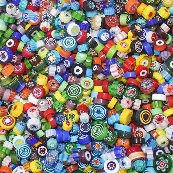 Youway Style Millefiori Mosaic Tiles for Crafts, Mosaic Glass Pieces,No-Hole Millefiori Glass Beads, Mosaic Kits for DIY Holiday Ornaments