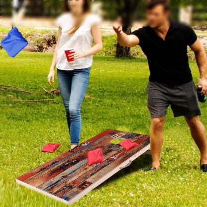 Solid Wood Vintage Cornhole Game Set, Two 4'x2'Cornhole Boards, 8 Cornhole Bags for Indoor and Outdoor Toss Games Competitions, Tournaments