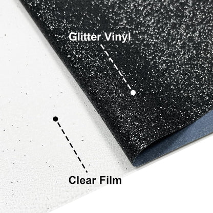 Black Glitter HTV Heat Transfer Vinyl, 12" x 5ft lron on Vinyl, for T-Shirt Ironing, Vinyl HTV Easy to Cut and Weed, The Best Choice for DIY Creativity. (Black, 12" x5ft)