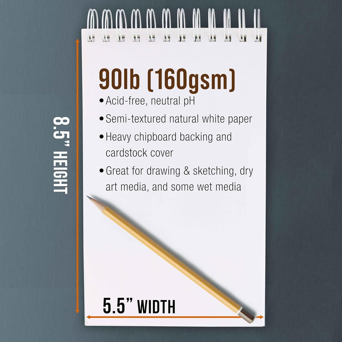 U.S. Art Supply 5.5”x8.5 Premium Heavy-Weight Paper Spiral Bound Sketch Book: 90 Pound (160gsm), 30-Sheet Drawing Pad (2 Pack) - Crafty Corner