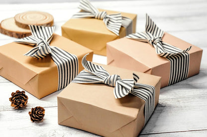 CT CRAFT LLC Ivory Cotton Black Stripes Ribbon 1.5" x 10 Yards for Home Décor Gift Present Wrapping DIY Crafts Birthday Wedding Bouquet Christmas - Crafty Corner