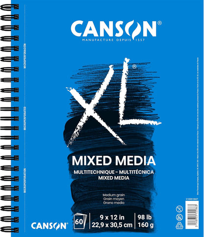 Canson XL Series Mixed Media Pad, Side Wire, 9x12 inches, 60 Sheets – Heavyweight Art Paper for Watercolor, Gouache, Marker, Painting, Drawing, Sketching - Crafty Corner