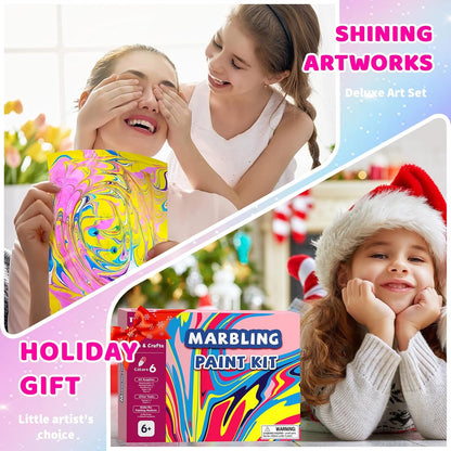 Water Marbling Paint for Kids, Art Supplies for Kids,Arts and Crafts for Girls Boys Ages 8-12 6-8 3-5, Birthday Gifts Toys for Girls 3+ Years Old
