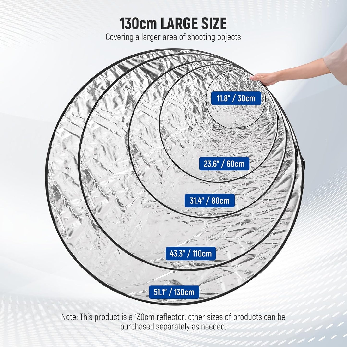 NEEWER 51 Inch/130 Centimeter Light Reflector Diffuser 5 in 1 Collapsible Multi Disc with Bag - Translucent, Silver, Gold, White, and Black for Studio Photography Lighting and Outdoor Lighting