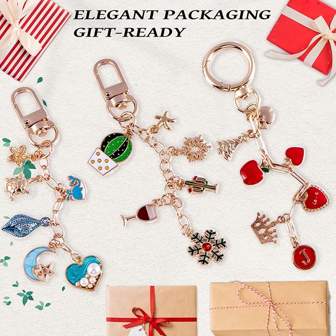 Wurosi 325Pcs Charms Lip Gloss Keychain Making Kit, Including 20 Keychain Clips 25 Extender Chain 118 Charms Jewelry Plier, Bag Charm Kit, Keychains Making Supplies for Jewelry Making,Christmas Gifts