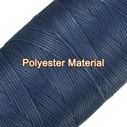 uxcell Leather Sewing Waxed Thread, 284 Yards / 260m 0.8mm 150D Flat Polyester All-Purpose Threads for Leather Crafts, Bookbinding, Denim Blue