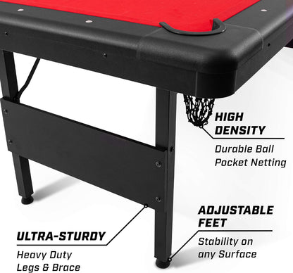GoSports 6, 7, or 8 ft Billiards Tables - No Assembly, Choose Your Color - Portable Pool Table Includes Full Set of Balls, 2 Cue Sticks, Chalk and Felt Brush
