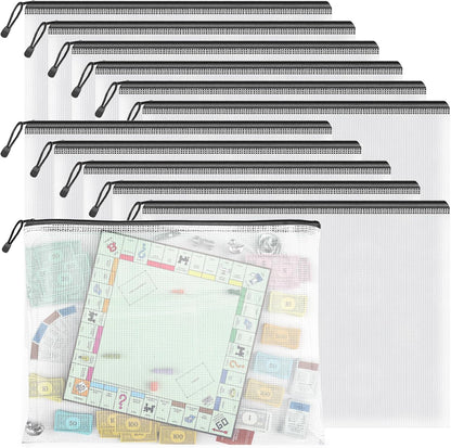Umriox Zipper Pouch, 16.9x12.4 in (12 Colors, 12 Packs), Extra Large Mesh Bags, Waterproof Zipper Pouches for Office Supplies, Puzzles, Board Game Storage & Cross Stitch Projects