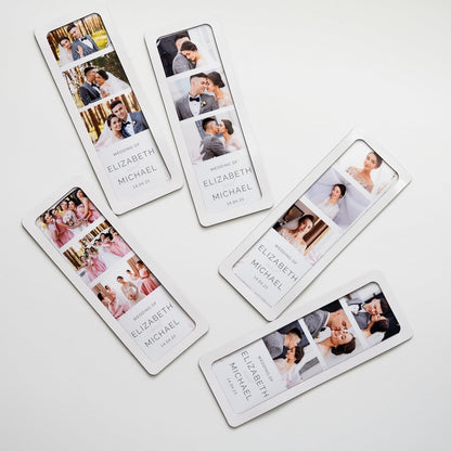 Magnetic Frames For 2x6 Photo Booth Strips – Set of 5 – White, Black, or Floral Design Photo Picture Holders – Magnetic Paper Cutout for Photobooth Photos – Simple Slim Frames for Fridge, Locker, or Party Keepsakes (5, WHITE)