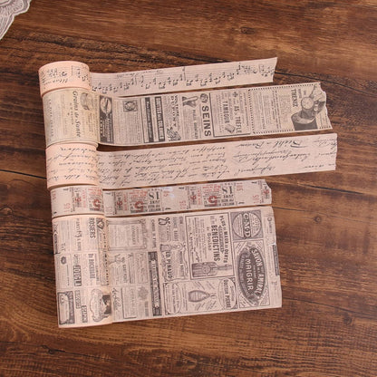 Dizdkizd Washi Tape Set, 12 Rolls Antique Masking Tape Washi Tape Map Newspaper Vintage Stickers Scrapbook Decorative Tape Bullet Journal Supplies Brown Junk Journal Supplies
