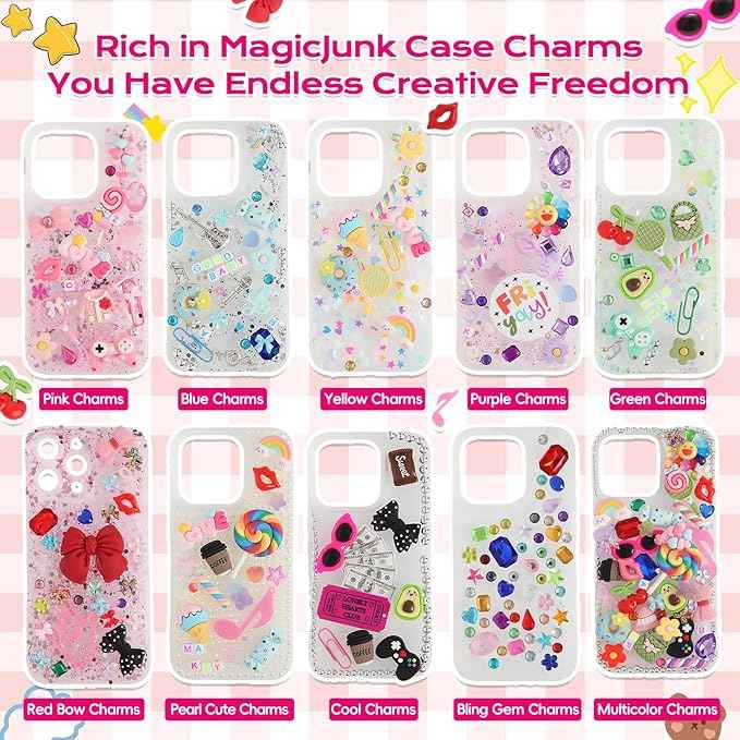 EIiovcnya 4980 Pcs Junk case Charms for Junk Cases, DIY Junk Phone case, Nail Charms, Bling Resin Rhinestone, Bows, Star, Love, Candy, Letter Beads,Beads，etc.