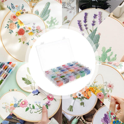 Rumhut 2 Pack Embroidery Floss Organizer with 216 Pcs Embroidery Floss, Floss Windern and Floss Number Stickers for Craft DIY Embroidery Sewing Storage